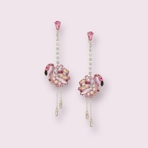 Betsey Johnson Flamingo Linear Drop Earrings